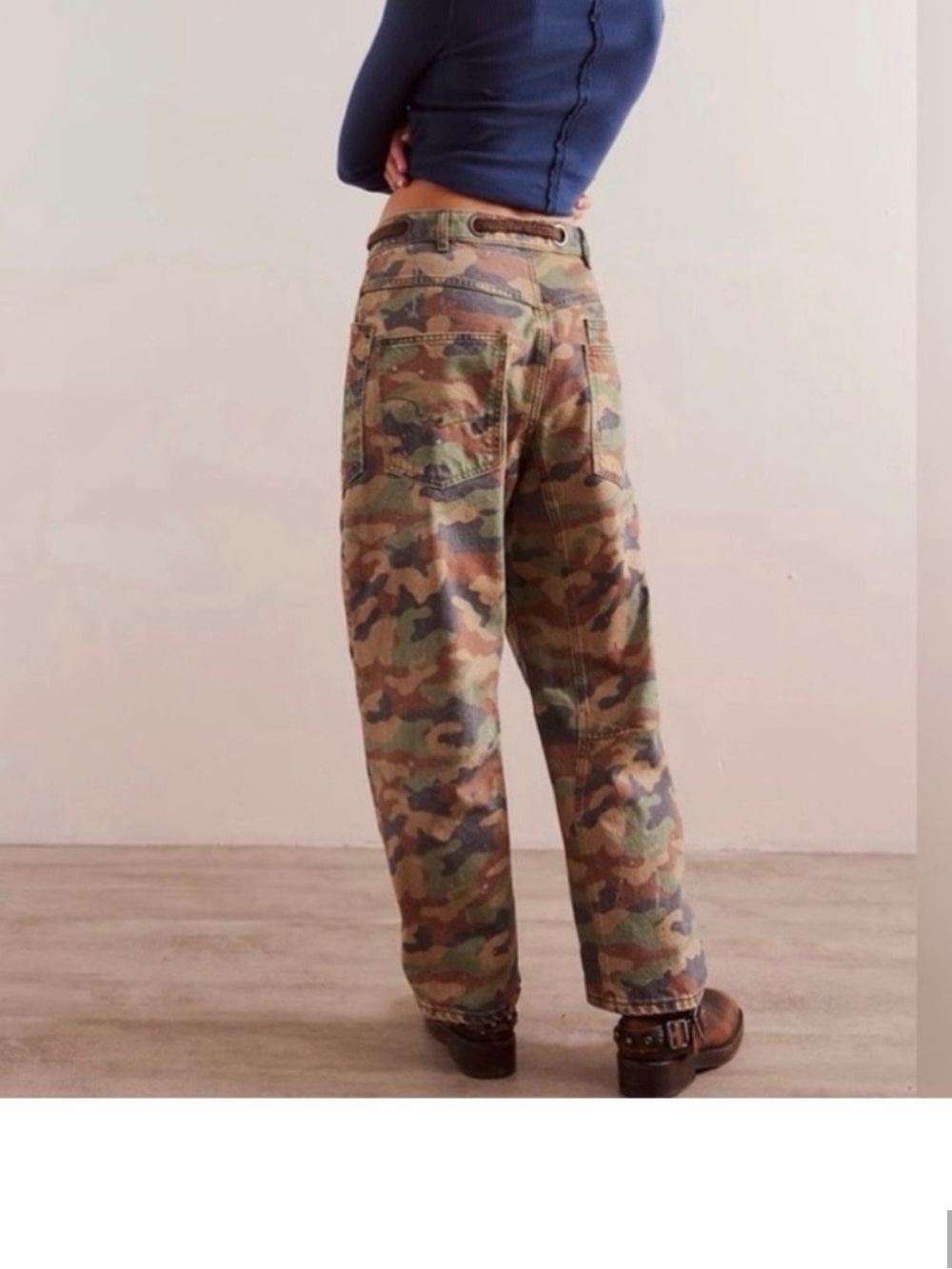 Free People Camouflage Wide Leg Utility Pants - Green/Brown - Picture 4 of 4